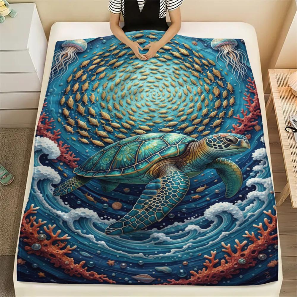 Marine Life Print Flannel Blanket,High Quality Comfortable for All Seasons,Home Decor,Warmth and Comfort,Perfect for Christmas Gifts