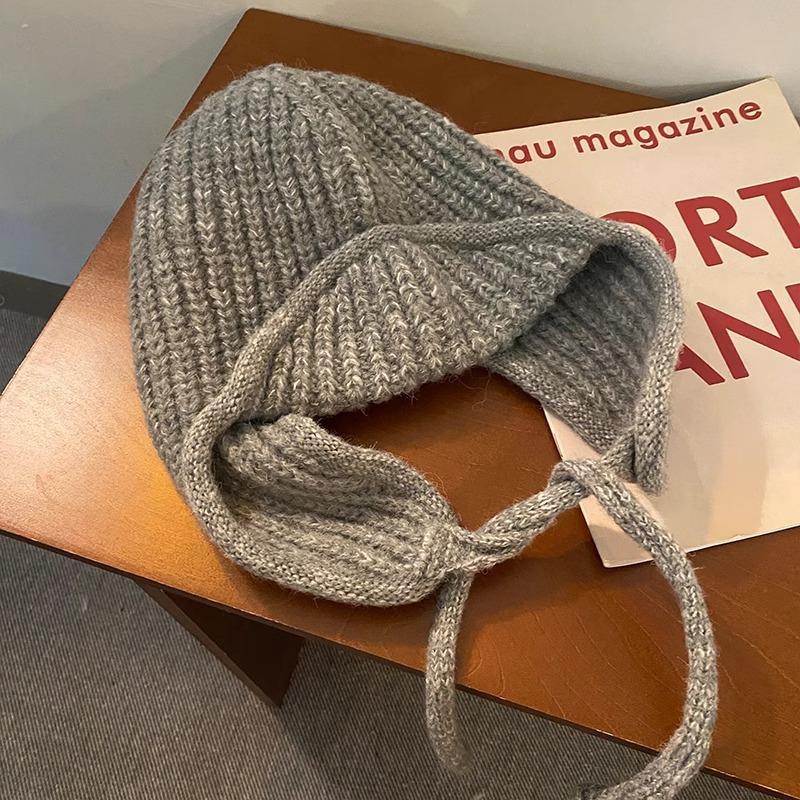 Rosa gestrickte Wollmütze Damen Herbst und Winter 2025 Ohrenschutz Fliegermütze warm vielseitig Gesicht klein Ski Lei Feng Mütze