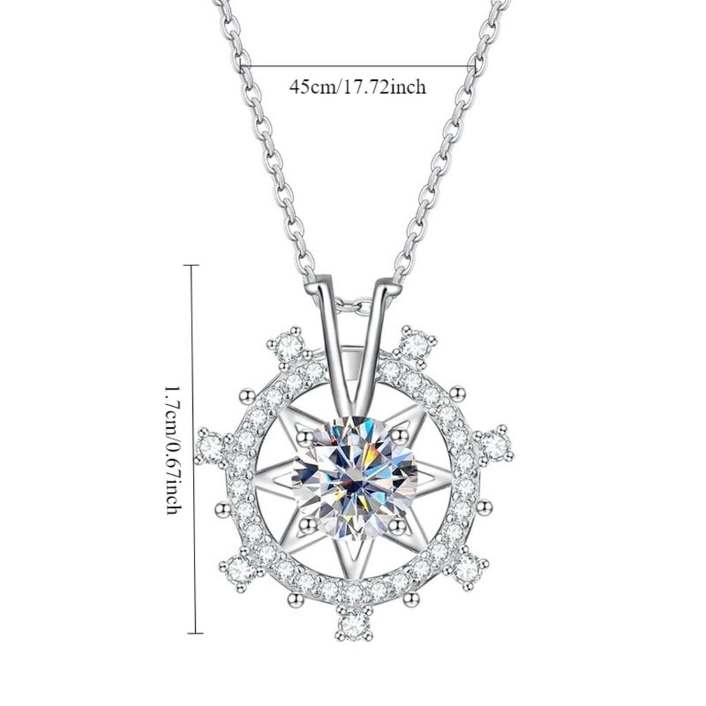 Compass Star Shaped Pendant Necklace with Brilliant Center Stone Nautical Inspired Jewelry for Women