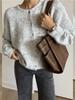 Fashion Crew Neck Cardigan Sweater Women's Loose Knit Cardigan Short Coats Button Front Autumn Winter Solid Color Jacket