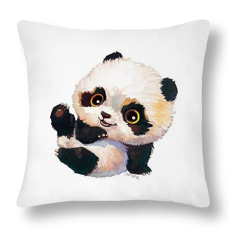 Cartoon Animal Panda Lion Pattern Cushion Cover Pillowcase Home Bedroom Living Room Sofa Car Decorative