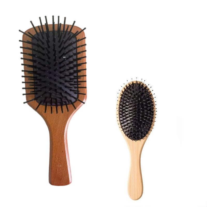 Hemu Wooden Air Cushion Comb & Scalp Massager for Women - Hair Loss Prevention & Volume Boost