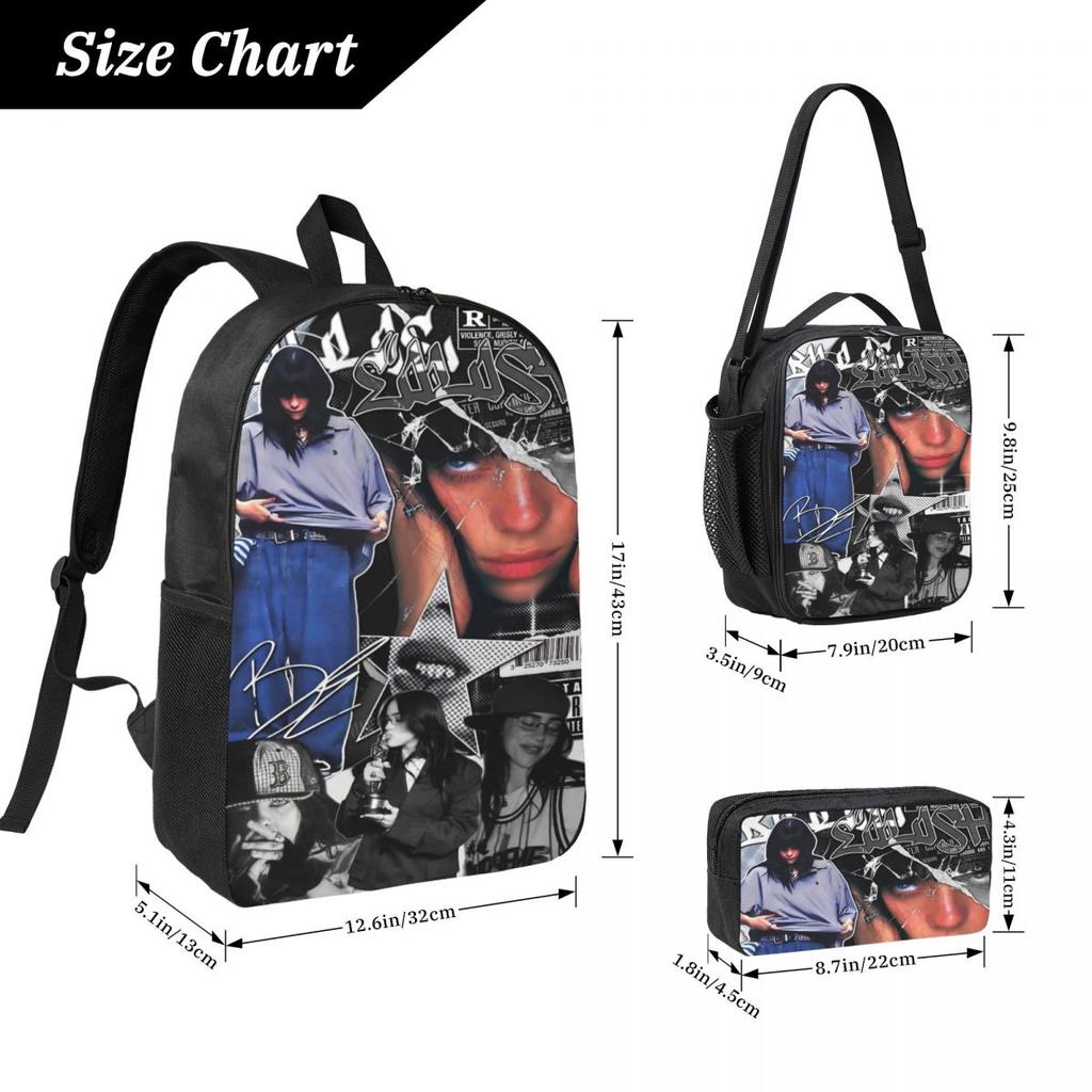 3Pcs Billiesd Prints School Bags Set for Kids Pen Bags Backpack Sets with Lunch Box For School Students Knapsack