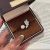 French Zircon Leaf Pearl Ring Female Non-Fading Index Finger Ring Open Ring