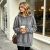 Women's Casual Long Sleeve Sweatshirt with Striped and Plaid Patchwork, Loose Fit, Two-Piece Look