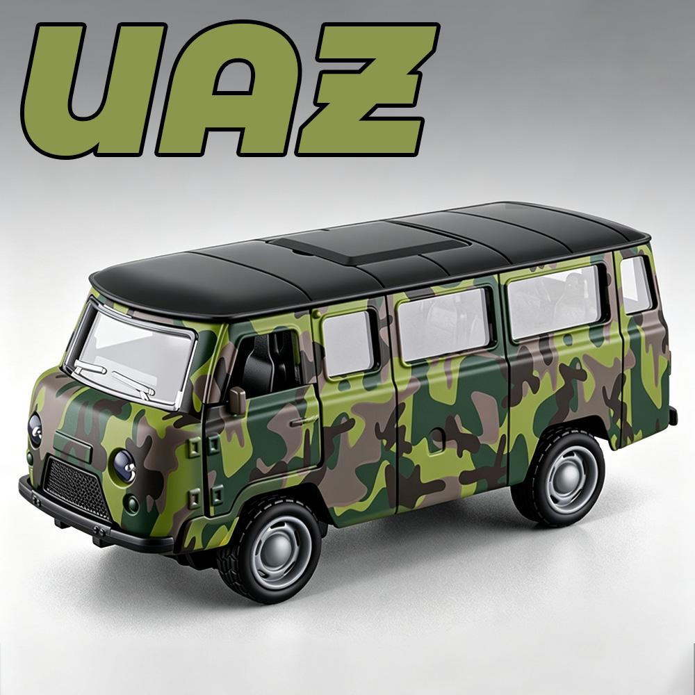 Linyi Toy Car Green/Yellow/White 1:36 Uaz Travelers Miniature Model Toy Diecast Alloy Car Door Opened Pull Back Rebber Tire Vehice Exquisite Bookshelf Decoration