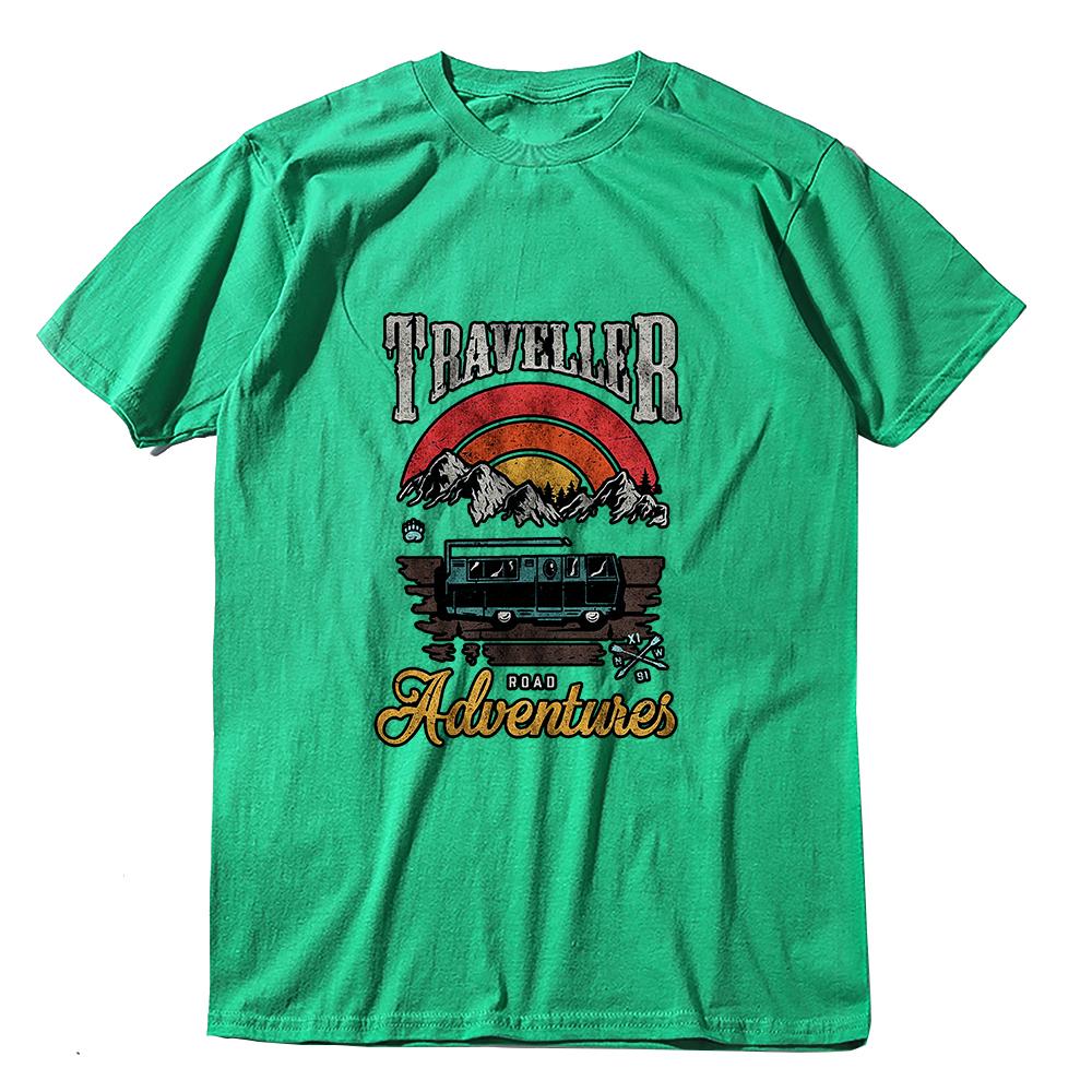 Coolmind YA007 100% Cotton Big Size Cool Traveller Print Men T Shirt Exclusive Graphic Loose Men Tshirt Cotton Tee Shirts Man