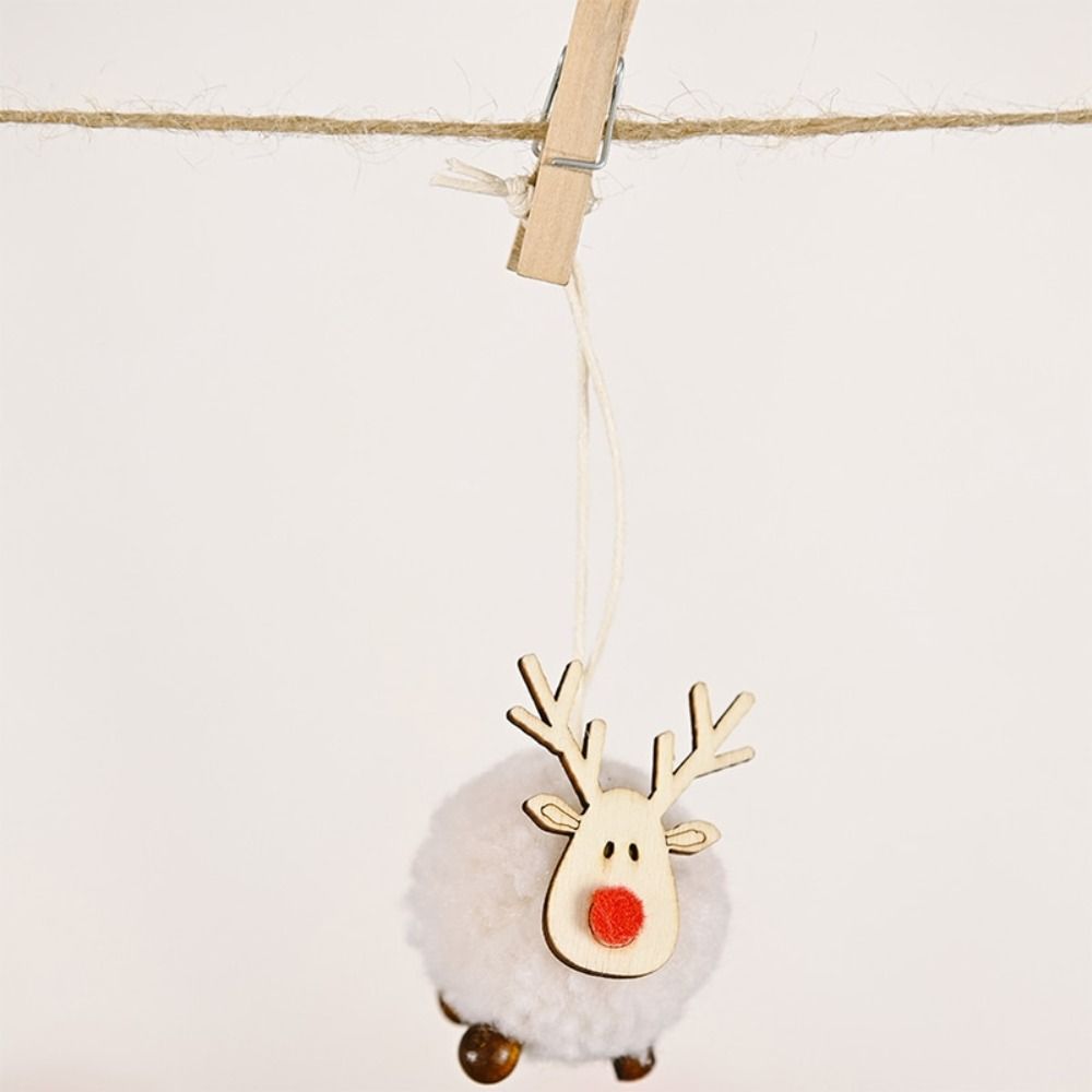 Wool Felt Wooden Deer Ornaments Felt Deer Elk Hanging Pendant Christmas Tree Ornaments New Year