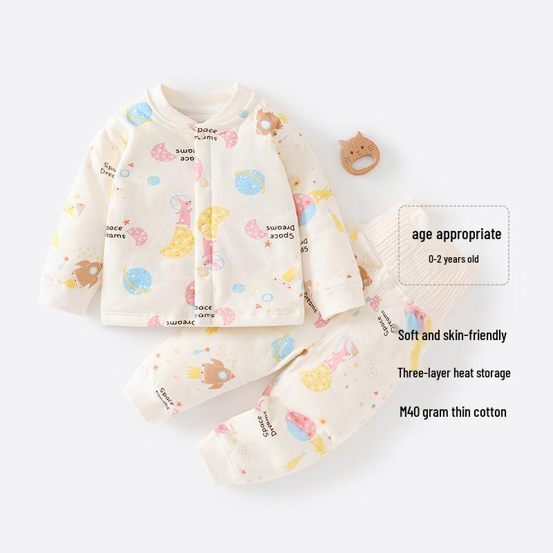 40g Baby Baumwollunterwäsche & Pyjama-Set - Hohe Taille, Bauchschutz, Herbst/Winter Wärme
