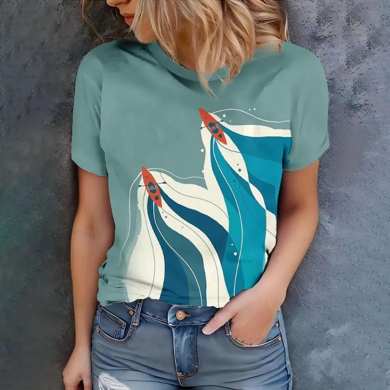 3D Printed Flower Pattern Fashion Women s Clothing Summer Breathable Casual Versatile XS