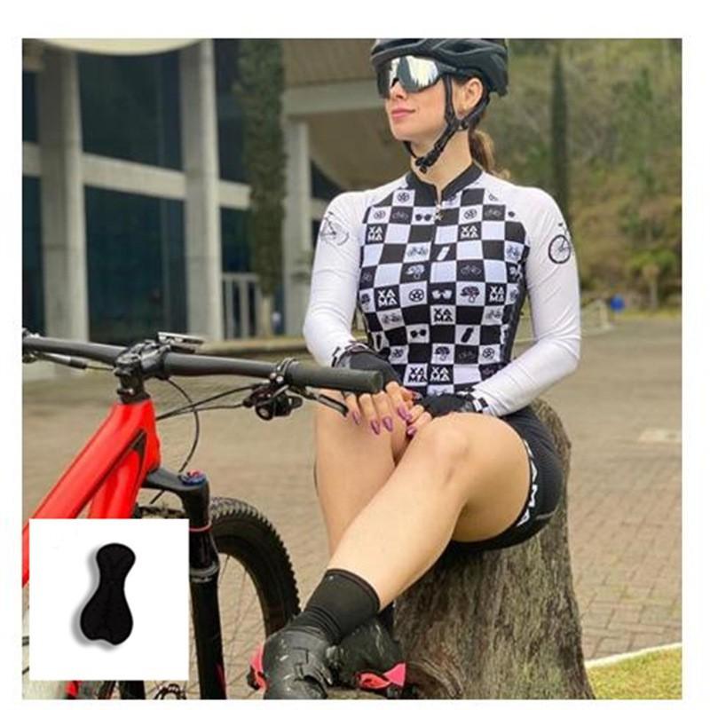 Triathlon Cycling Clothes Women's Long-sleeved One-piece Suit Close-fitting Breathable Quick-drying Tights