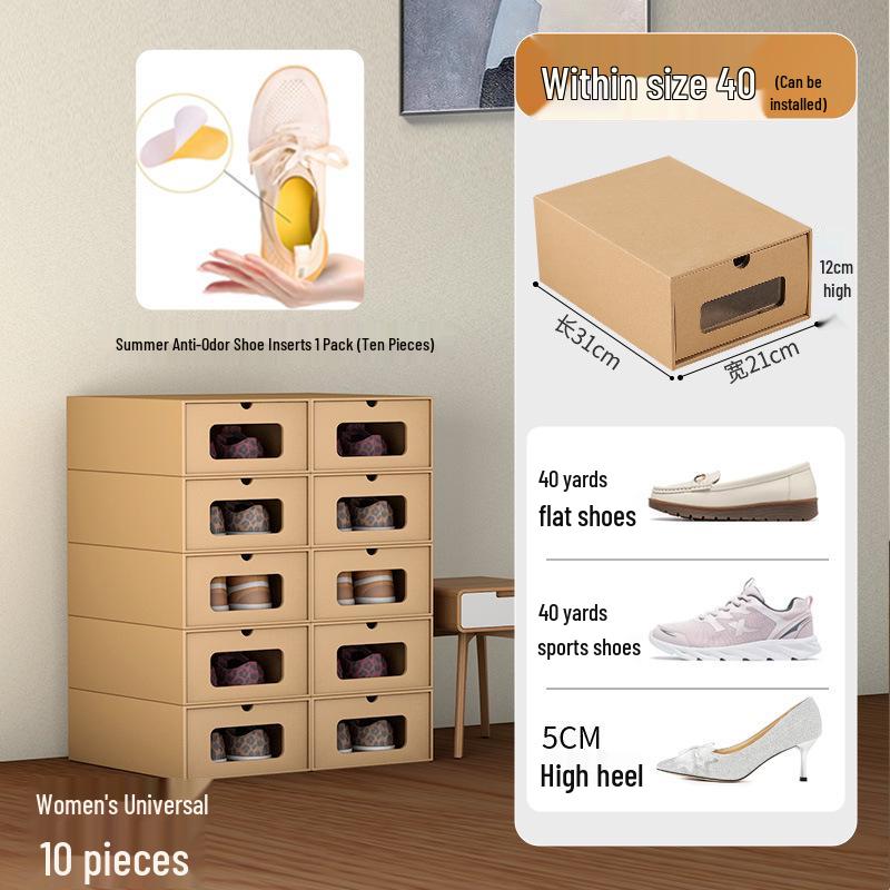 Schuhregal: Platzsparende transparente Kraftpapier-Aufbewahrungsboxen