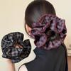 Large Scrunchies Vintage Plaid Hair Bands Elegant Elastic Ponytail Hair Ties Women Hair Accessories