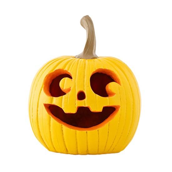 Halloween Pumpkin Figurine Spooky Resin Curved Pumpkin Sculpture Autumn Farmhouse Table Decoration for Front Porch Mantel Home Desk Decor