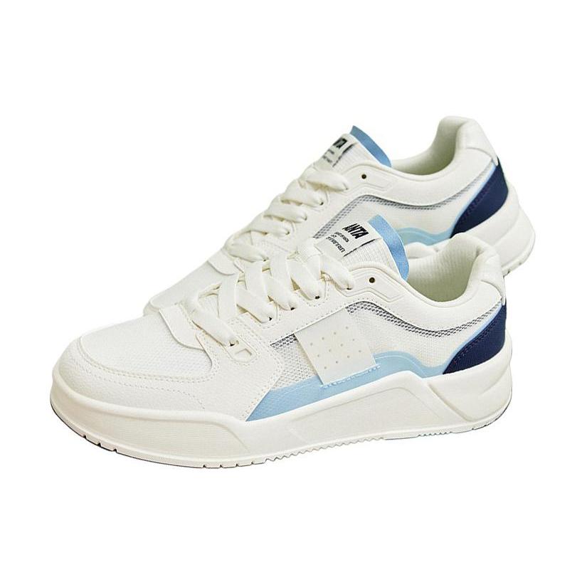 New ANTA Life Collection Skateboard Shoes Men's Low Top Ivory White/Waterfall Blue 112428013-3