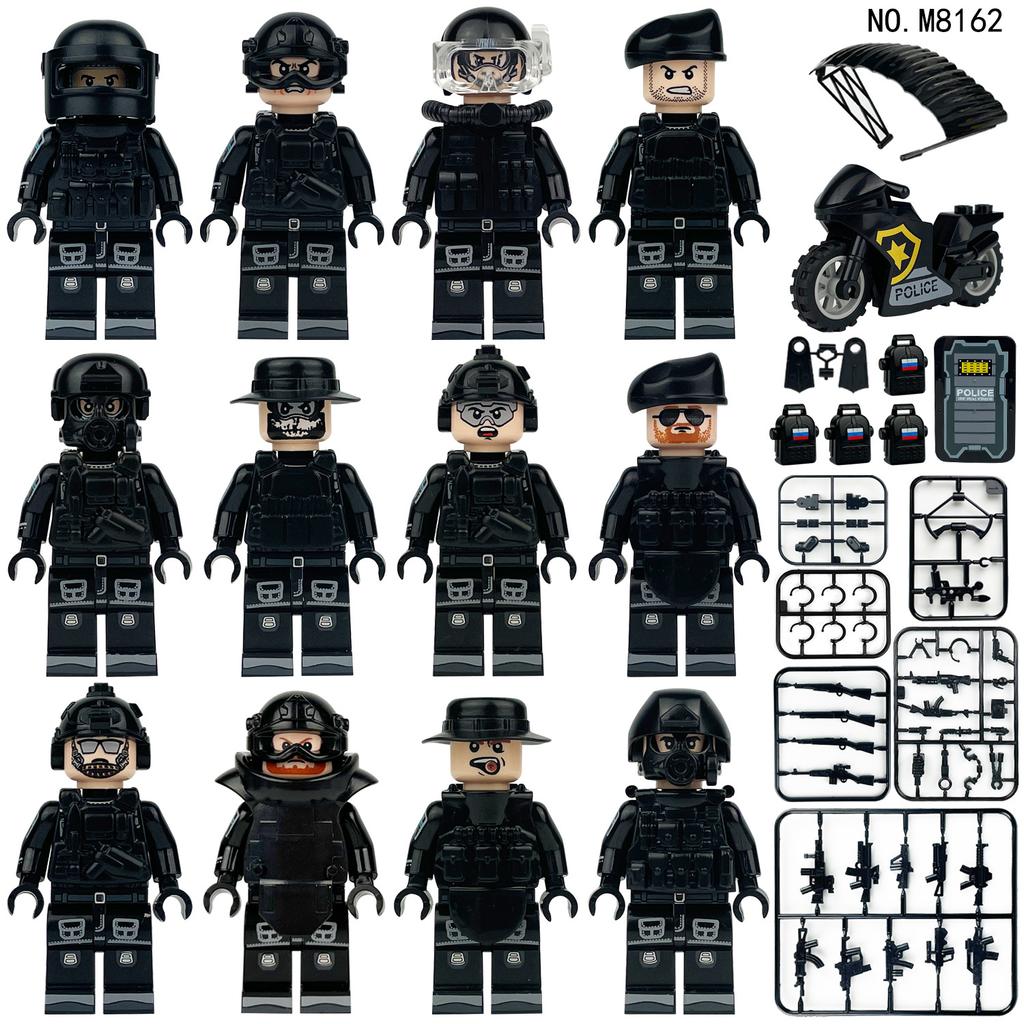 M8011 Green Anti-Terrorism Swat M8086 M8162 Russian Army Building Block Figurine Small Particle Toy