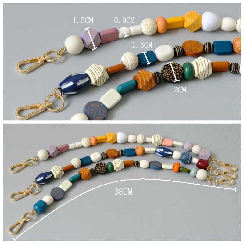 Nowa torebka damska akcesoria kolorowe drewniane koraliki z żywicy część ręcznie wykonana opaska na nadgarstek etui na telefon pasek kobiety wymiana torby łańcuszek z uchwytem