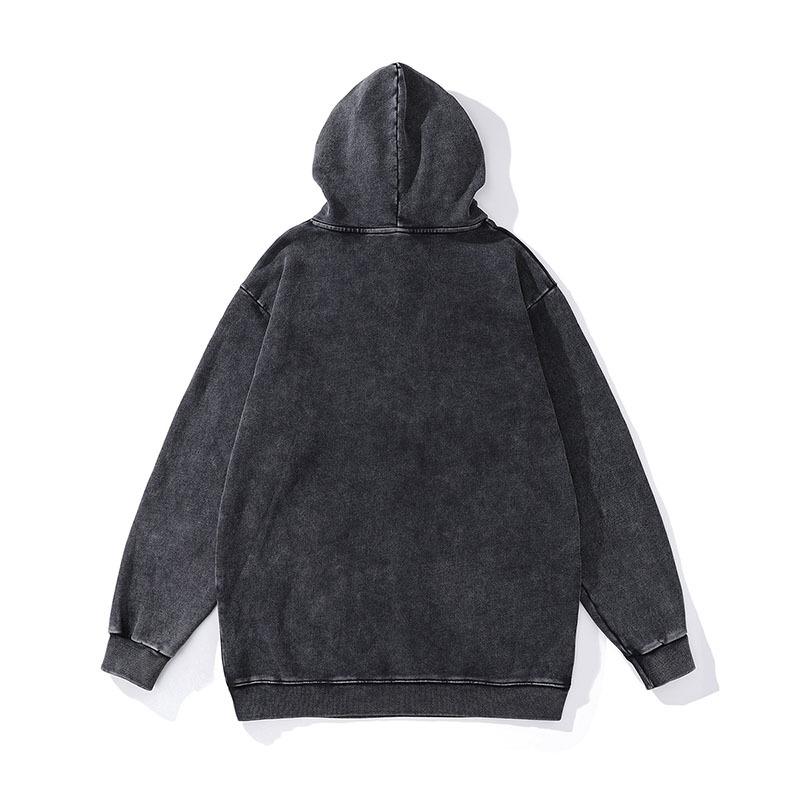 Trendy Brand Washed Hooded Sweatshirt Japanese Street Hip Hop Cartoon Print Hoodie Vintage Vintage Jacket Men'S And Women'S Fashion