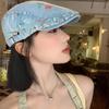 WTEMPO Retro Simple Casual Floral Printed Denim Berets Women All Match Ethnic Style Solid Color Cotton Kepi Hats