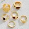 6Pcs/Set Punk Gothic Colorful Crystal Metal Rings for Women Men Geometric Irregular Gold Color Ring Wild Party Jewelry Wholesale