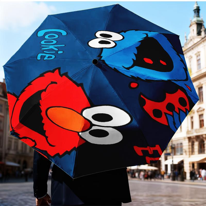 Elmo And Cookie Sesame Friends Umbrella Folding umbrella, automatic umbrella 8-Frame for Travel, camping Use Gift for Halloween Christmas