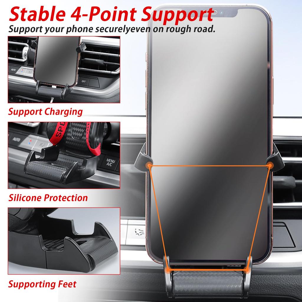 Car Phone Holder Carbon Fiber Pattern Racing Seat Style Auto Air Vent GPS Mount Compatible Storage Bracket with Most Smartphone