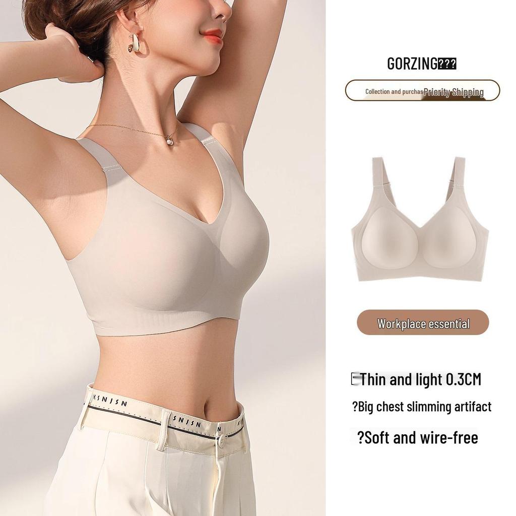 Damen Nahtlose Unterwäsche: Schlankmachender Vollschalen-BH mit Anti-Hänge-Stütze, Übergröße, Sommerstil