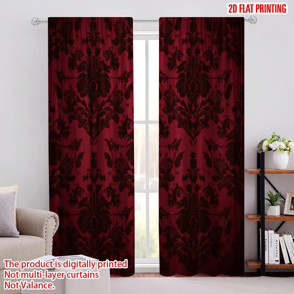 

2D flat printing 2pcs Scene Curtain Black & Red 6 Durable 100% Polyester Fabric Without Electricity All Season Party & Holiday 52.50 × 116.00 cm 2 pcs