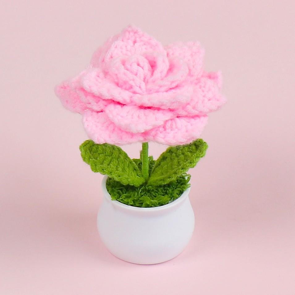 Hand-Knitted Wool Fake Flowers Set: Sunflower, Carnation, Tulip - Desktop Decor, Teacher/Student Gift, Everlasting Bouquet