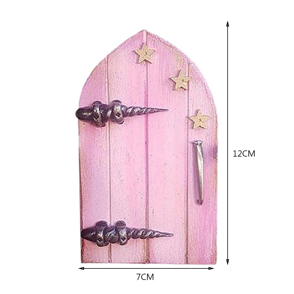 Miniature Fairy Garden Door Wooden Mini Garden Door Elf Door Figurines Wooden Sculpture Trees Garden Decoration Fairy Door