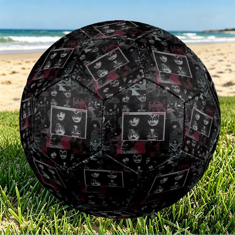 Rock and Roll Print Size 5 Soccer Ball, PU Wear Resistant Football for Match Training and Daily Practice, Birthday Gift for Soccer Fans