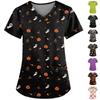 Top informal de manga corta con cuello en V y estampado de Halloween para mujer