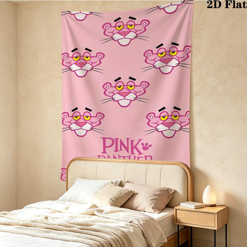 Pink Panther Wall Tapestry Aesthetic Wall Hanging Printed Fabric Blanket Decorative Tapestries For Bedroom Living Room Home Decor