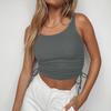 Kvinners sommer Ny ensfarget Sexy Vacation Vest Topp med snøring