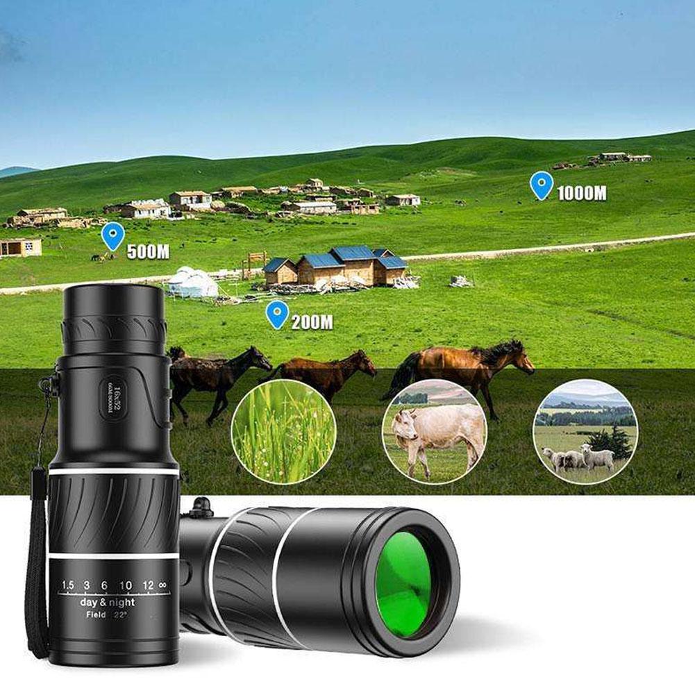 16X HD Monocular Telescope With Phone Adapter 8000M Day & Night Vision BAK4 Prism FMC Lens Pocket Scope For Bird Watching