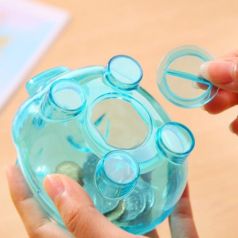 1 Pcs Pig Piggy Bank Transparent Plastic Money Saving Box Case Cartoon Pig Coin