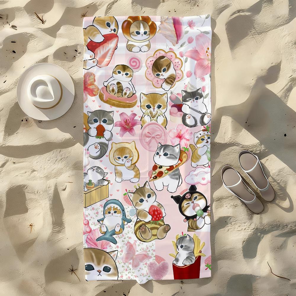 Cartoon Cute Cat M-MoFusand-S Towel For Swim Yoga Gym Quick Drying Soft and Skin-friendly Beach Towels All-Season