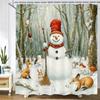 3d Shower Curtain Merry Christmas Printed Polyester Bathroom Curtain Cartoon snowman Bath Screen Home Decoration Curtain