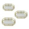 Bandeja de Almacenamiento de Joyas y Cosméticos de Vidrio Organizador Dorado para Tocador de Baño Con Bordes Redondeados Seguros Para Decoración del Hogar