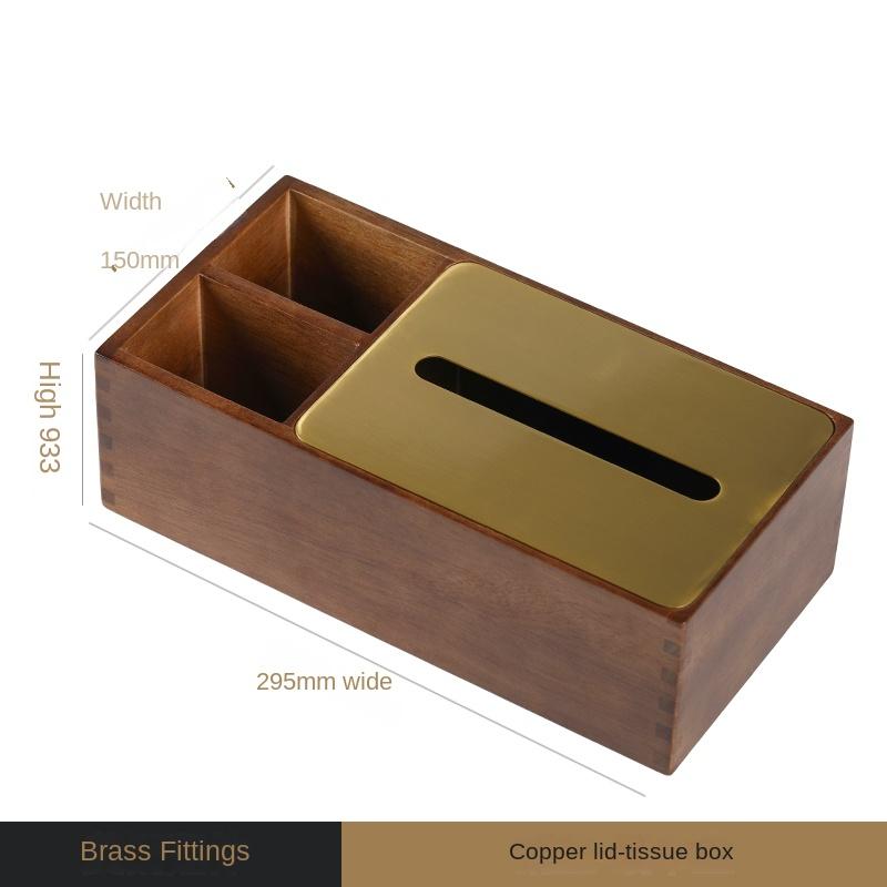 

Ящик для хранения ореховый массив дерева латунь ретро бытовой подходящий для гостиной насосный картон чайный столик многофункциональный пульт дистанционного управления