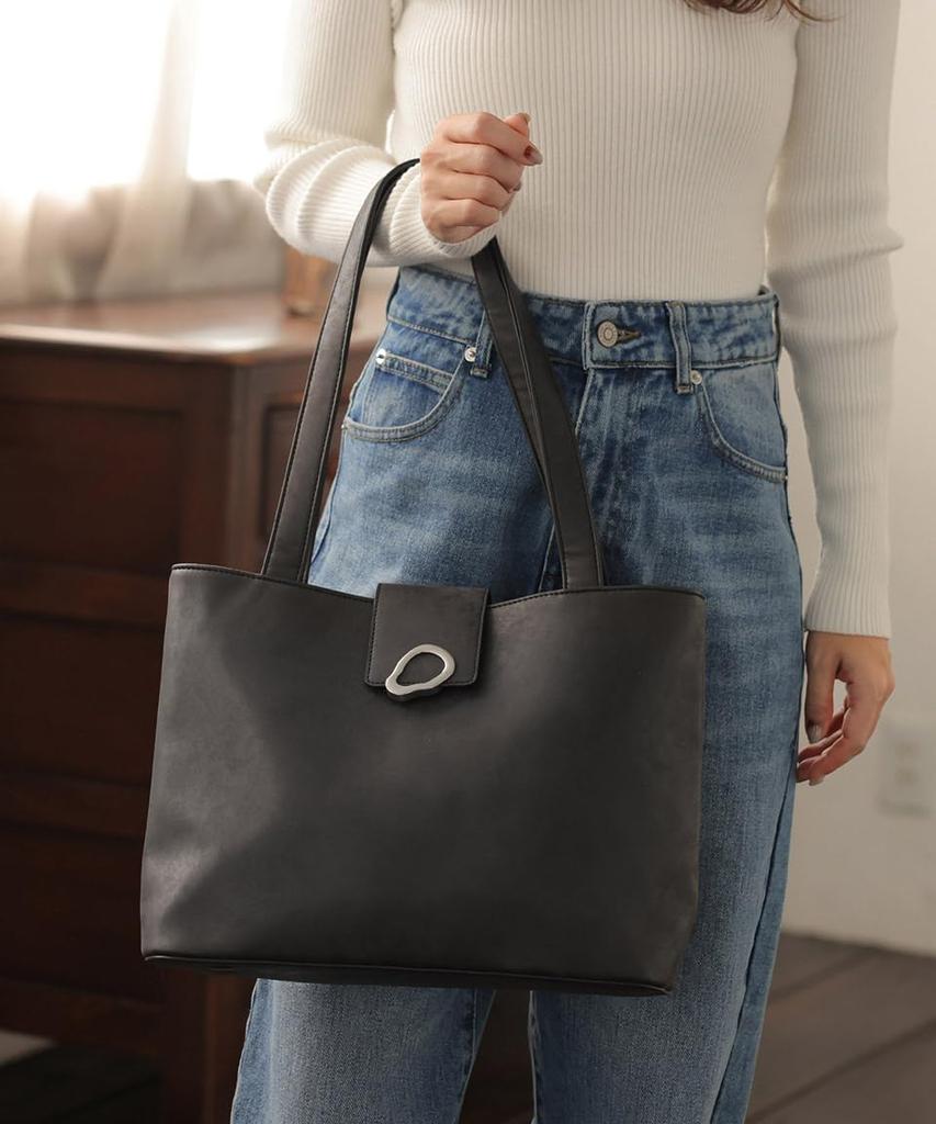 Altro Rose Black Tote Bag for Women, 2-Way, Studded Tote Bag with Shoulder Strap, Large Capacity, A4 Size, Cute, Perfect for Commuting to Work or