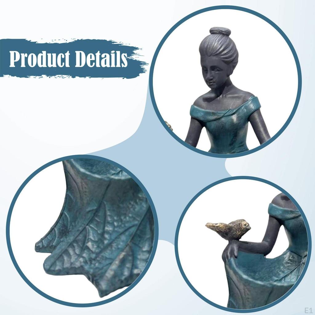 Angel Curtsy Bird Feeder Bath,Outdoor Garden Fairy Statue Gift Water Bowl Feeding Station for Park