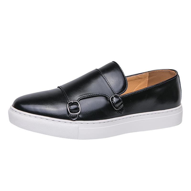 British Style Vulcanized Sneakers Men New Casual Leather Shoes For Men Yuppie Slip On Boat Loafers Large Size 46 Men’s Flat Shoes