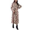 Women Leopard Chiffon Long Sleeve Printing Casual Party Vintage Boho Maxi Dress