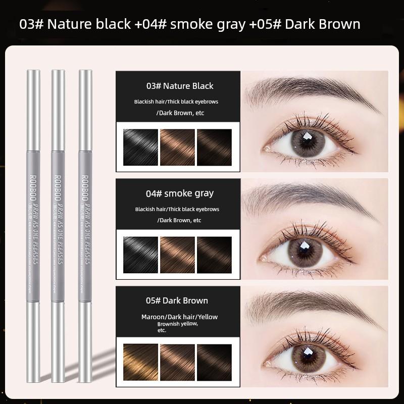 3 PCs Super Fine Eyebrow Pencil Female Eyeliner 2-in-1 Distinct Look Wild Eyebrow Anti-Lasting Non-Hydrophilic Decolorizing