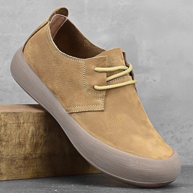 

Новая кожа дышащая удобная мягкая подошва повседневная мужская кожаная обувь первый слой коровьей кожи британская ретро мужская обувь 44 хаки