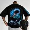 New Demon Slayer Print Short-sleeved T Shirt Summer Unisex Loose and Breathable Cotton T-shirt Top