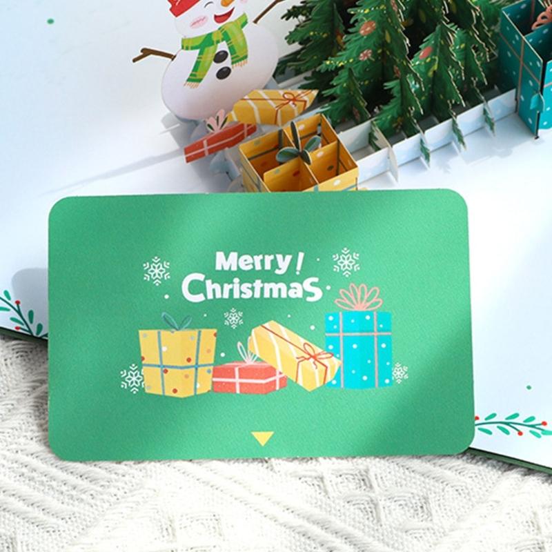Unique Christmas Tree Card 3D Blessing Card with Colorful Cover Holiday Greeting Card with Envelope Gift Accessories