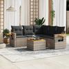 Vidaxl 6-Cz. Garden Furniture Set With Cushions, Grey, Poly Rattan