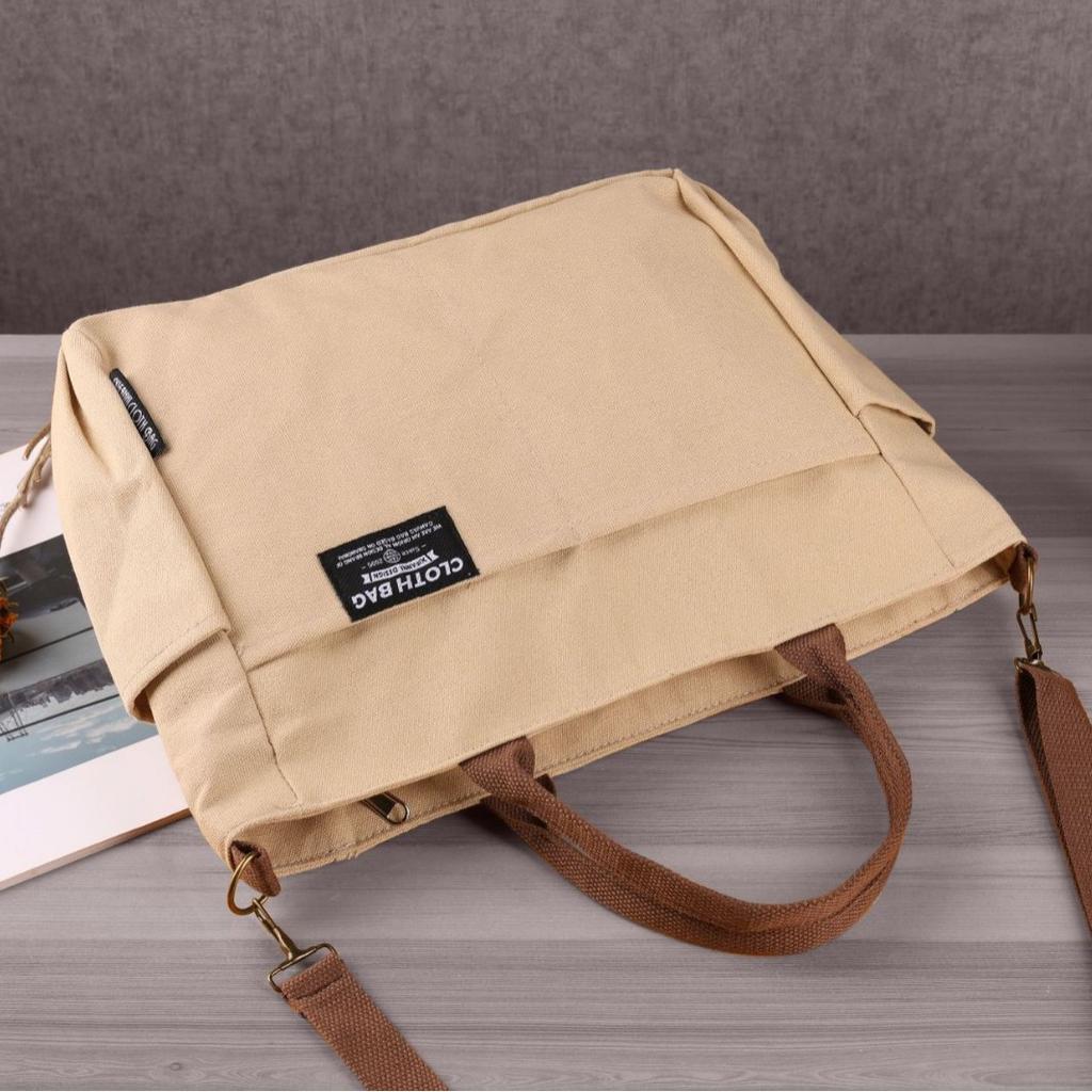 Thickened Multi Pocket Homemade Artistic Tote Canvas Student Computer Minimally Handheld Single Shoulder Crossbody Bag Customized